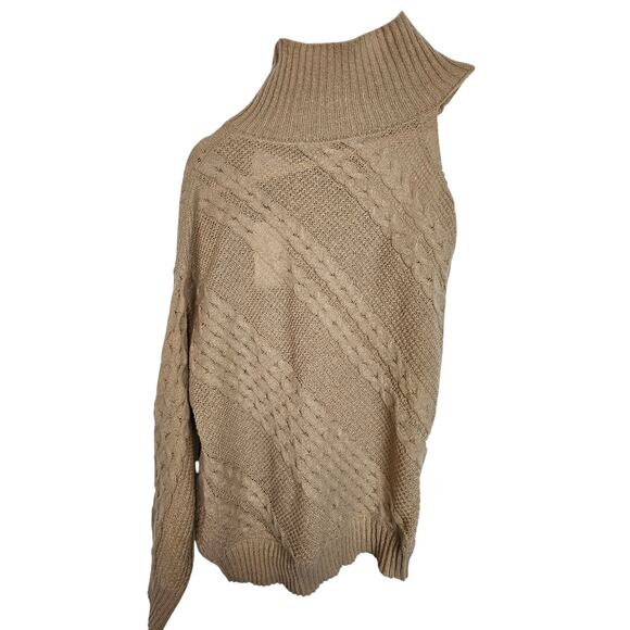 Revolve Line & Dot Bijou Top Cable Knit Sweater Size S One Shoulder ASO Today - Picture 2 of 11